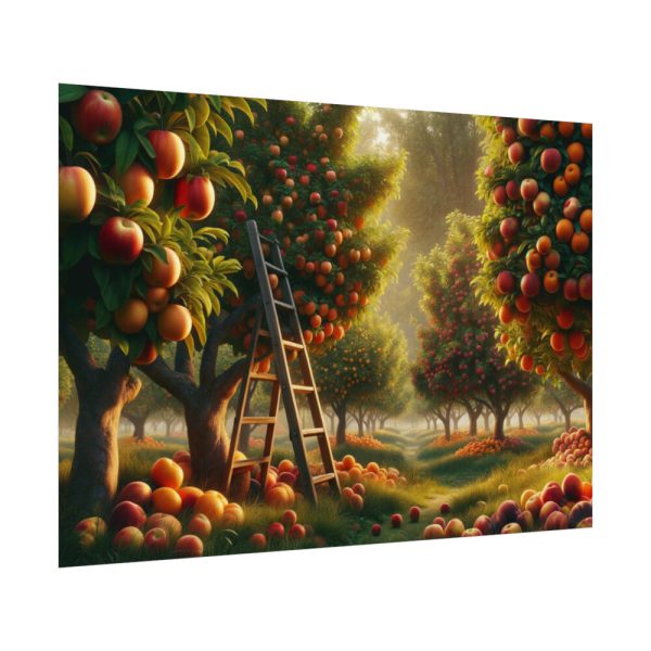 92408-152.jpg Orchard Bounty With Fruit-Laden Trees And RusticLadder Poster