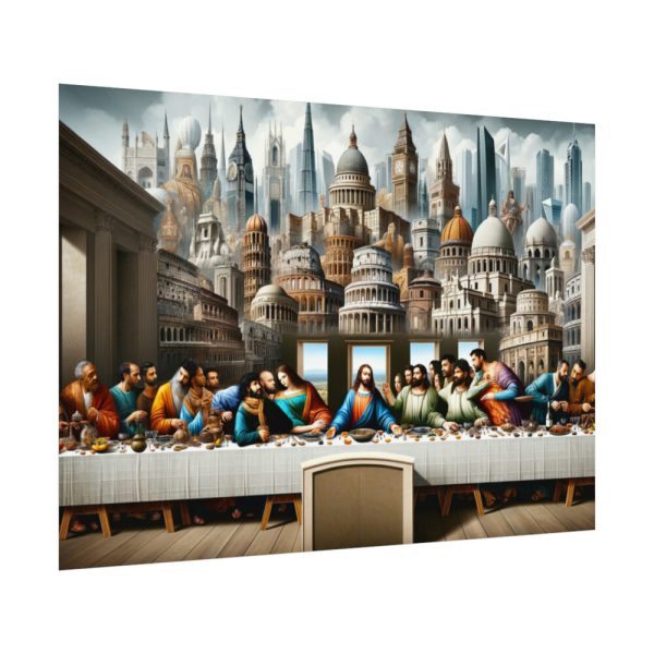 92408-157.jpg Modern Adaptation of Leonardo da Vinci's 'The Last Supper' With Iconic Architectural Wonders Poster