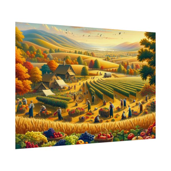 92408-167.jpg Traditional Harvest Scene Capturing the Essence of Pastoral Landscapes Poster