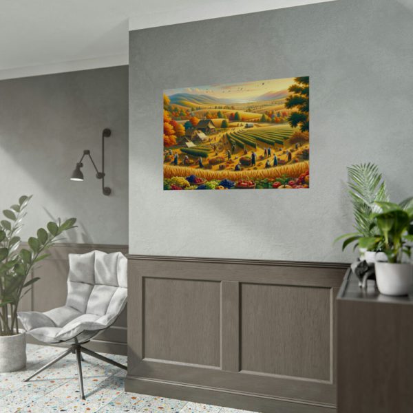 92408-169.jpg Traditional Harvest Scene Capturing the Essence of Pastoral Landscapes Poster