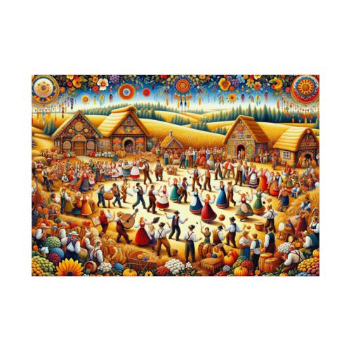 Spirit of Folk Art, Featuring a Harvest Festival Scene Poster