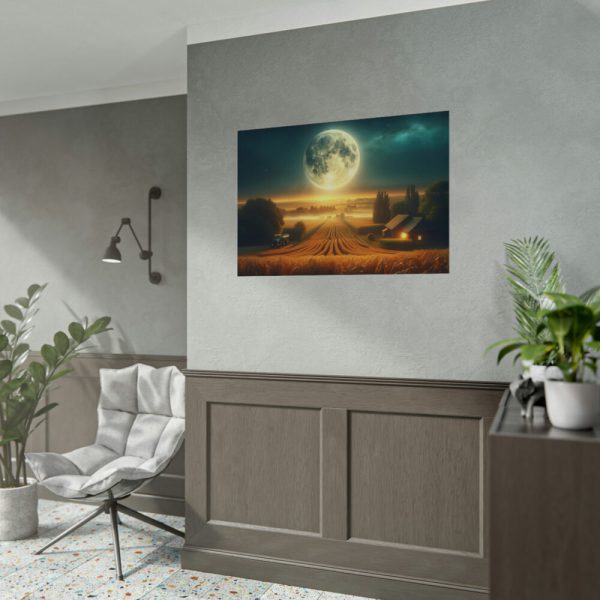 Harvest Moon Illuminating a Bountiful Harvest Field Poster