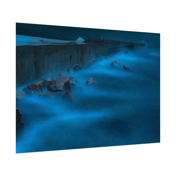 Blue Misty Sea at Night Poster