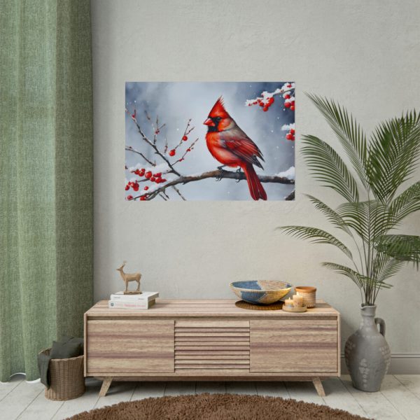 Red Cardinal Bird Winter Poster