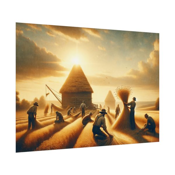 92408-287.jpg Vintage Harvest Scene With Workers Poster