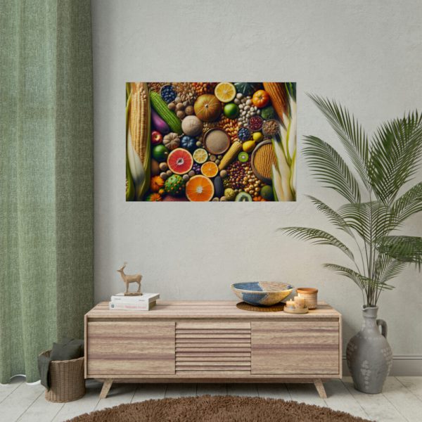 92408-308.jpg Macro Image Showcasing Detail of Fruits Grains and Vegetables Poster
