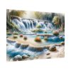 Watercolor-Style Painting of Waterfall Poster