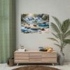 Watercolor-Style Painting of Waterfall Poster