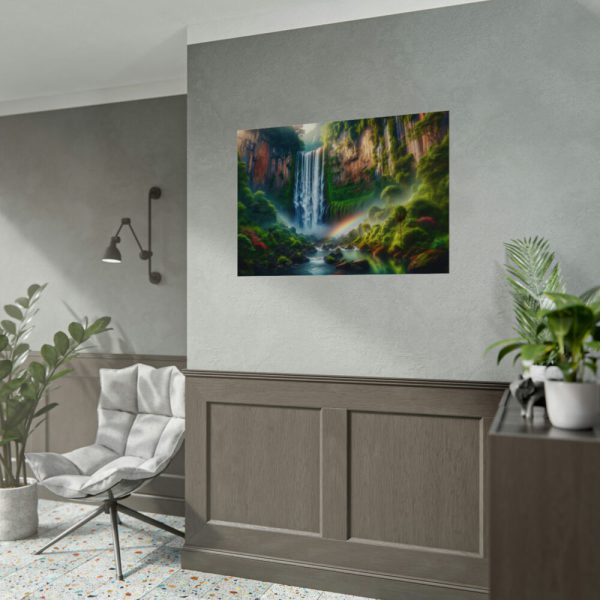 Waterfall Cascading Down Into Serene Pool Poster