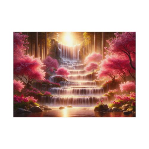Waterfall in Rose Scenery Poster