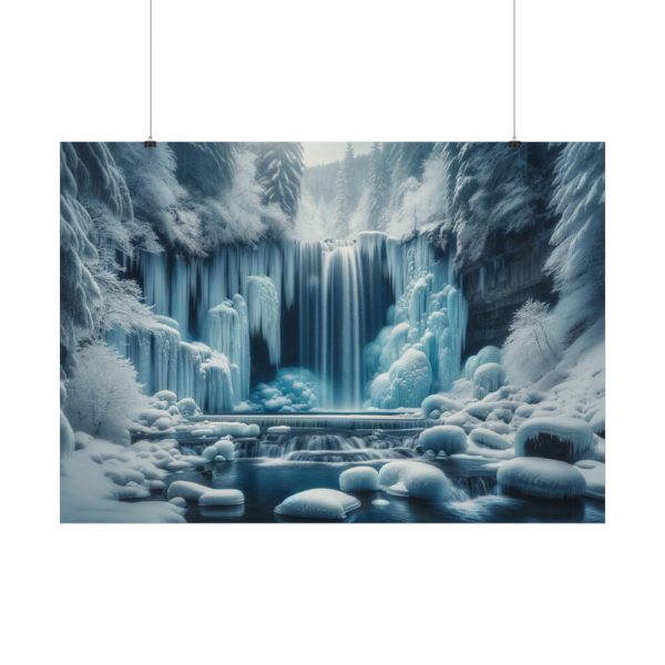 Frozen Waterfall During Winter Poster