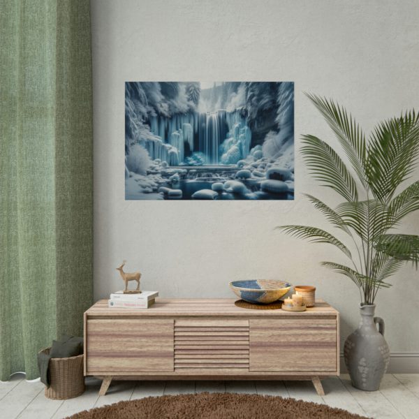 Frozen Waterfall During Winter Poster