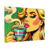 Girl Drinking Coffee in Pop Art Poster