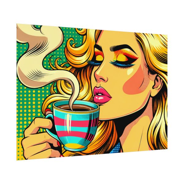 Girl Drinking Coffee in Pop Art Poster