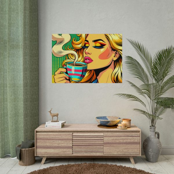 Girl Drinking Coffee in Pop Art Poster
