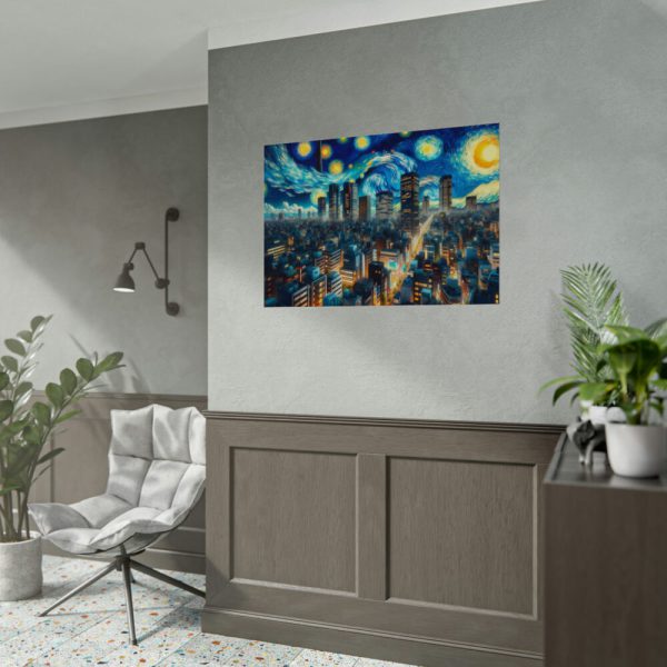 Tokyo With a Swirling Star-Filled Sky Poster