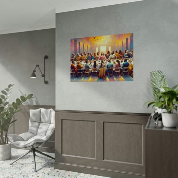 92408-99.jpg Modern-Day People At Long Table in Contemporary Setting Poster