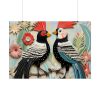 Textured Illustration of Two Tropical Birds Poster