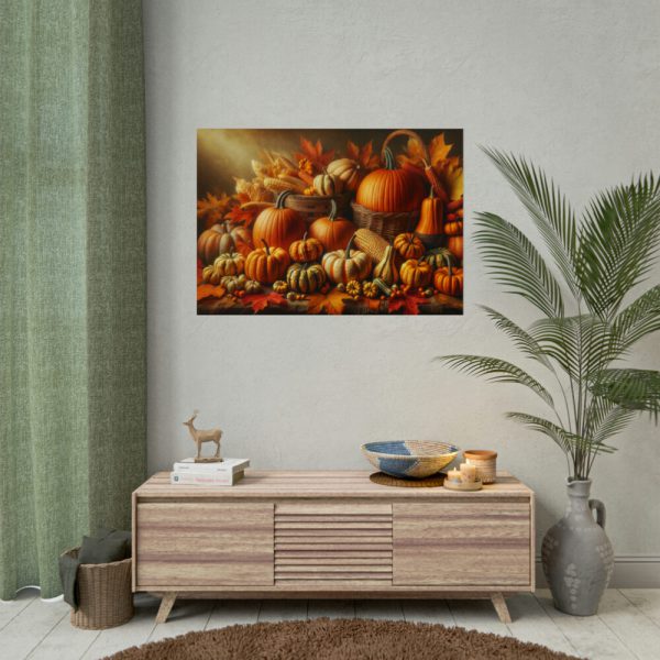 92409-133.jpg Assortment of Pumpkins, Gourds, and Autumn Leaves Poster