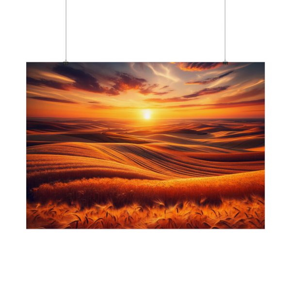 92409-146.jpg Golden Fields at Sunset With the Horizon Ablaze in Warm Colors Poster