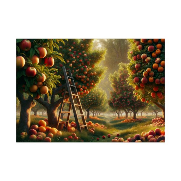 92409-150.jpg Orchard Bounty With Fruit-Laden Trees And RusticLadder Poster
