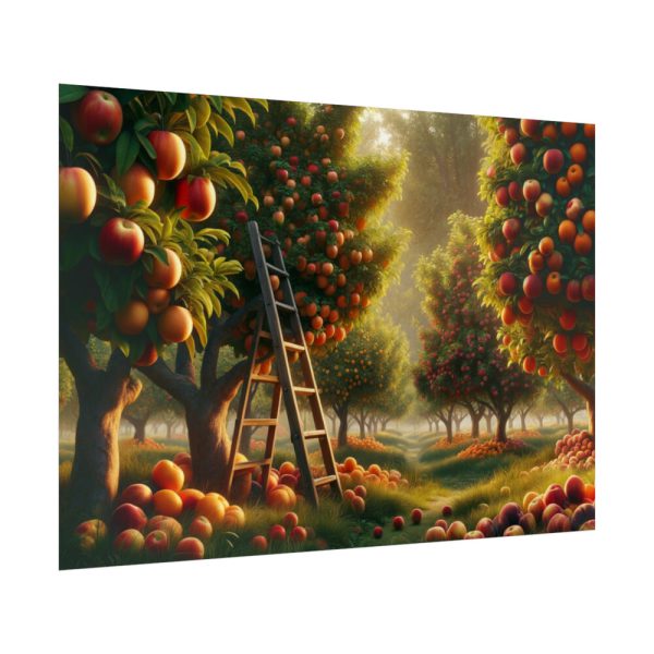 92409-152.jpg Orchard Bounty With Fruit-Laden Trees And RusticLadder Poster