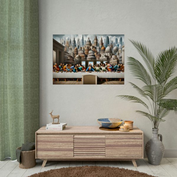 92409-158.jpg Modern Adaptation of Leonardo da Vinci's 'The Last Supper' With Iconic Architectural Wonders Poster