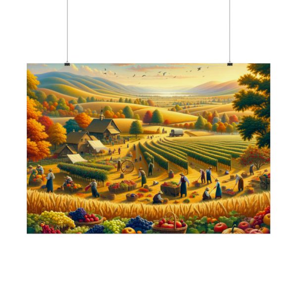 92409-166.jpg Traditional Harvest Scene Capturing the Essence of Pastoral Landscapes Poster