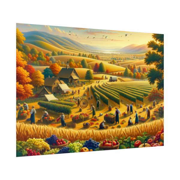 92409-167.jpg Traditional Harvest Scene Capturing the Essence of Pastoral Landscapes Poster