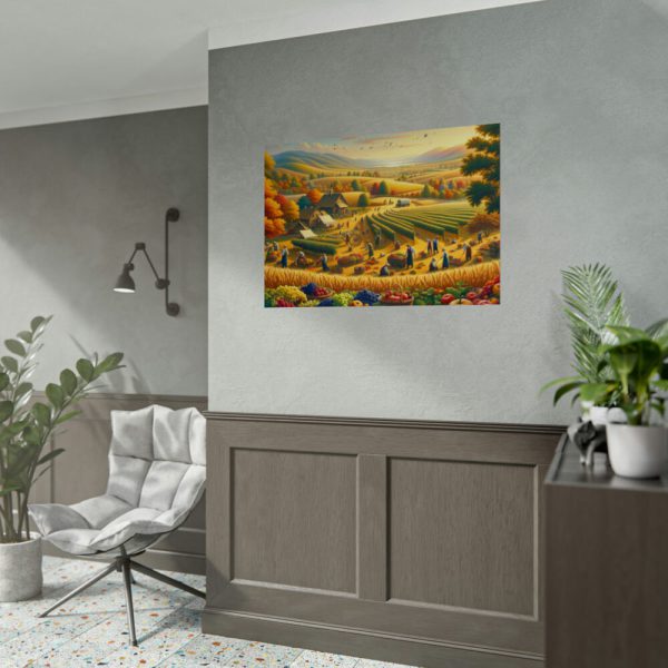 92409-169.jpg Traditional Harvest Scene Capturing the Essence of Pastoral Landscapes Poster