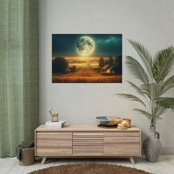 Harvest Moon Illuminating a Bountiful Harvest Field Poster