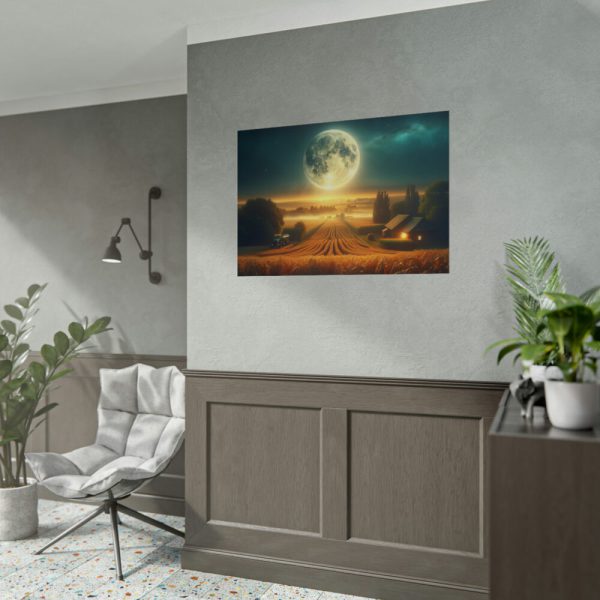 Harvest Moon Illuminating a Bountiful Harvest Field Poster