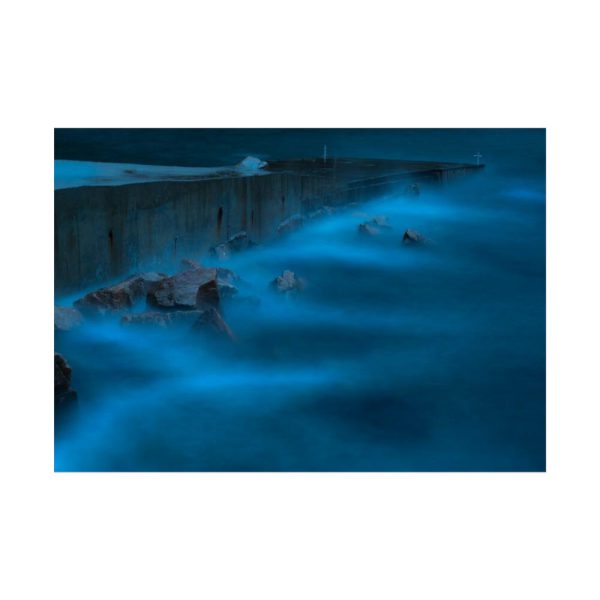 Blue Misty Sea at Night Poster