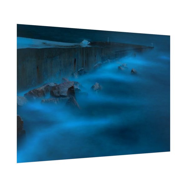 Blue Misty Sea at Night Poster