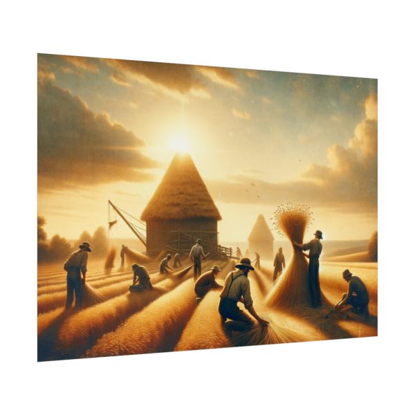 92409-282.jpg Vintage Harvest Scene With Workers Poster