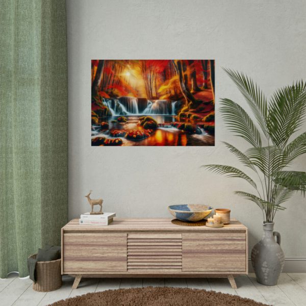 92409-338.jpg Autumn Waterfall Scene Poster