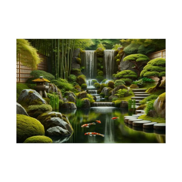 92409-375.jpg Zen Waterfall Garden in Japanese Style Poster