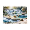 Watercolor-Style Painting of Waterfall Poster
