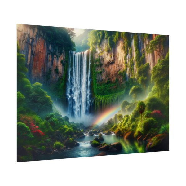 Waterfall Cascading Down Into Serene Pool Poster
