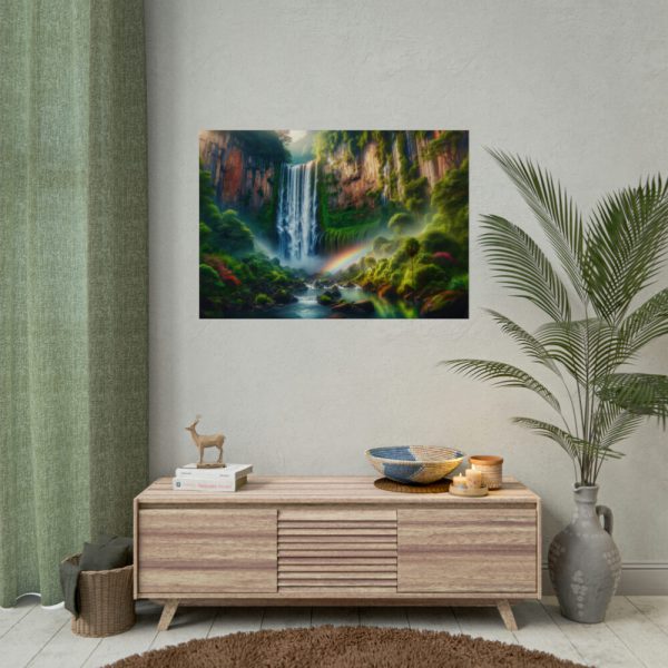 Waterfall Cascading Down Into Serene Pool Poster