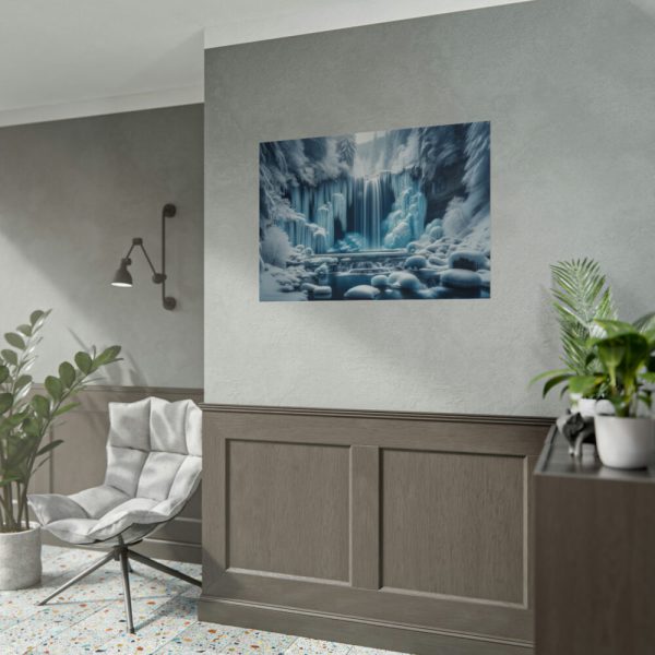 Frozen Waterfall During Winter Poster