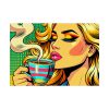 Girl Drinking Coffee in Pop Art Poster