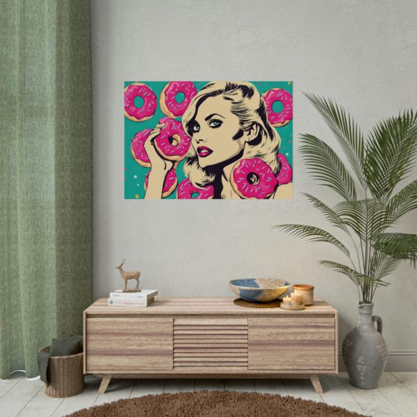 Pop Art Woman With Pink Donuts Poster