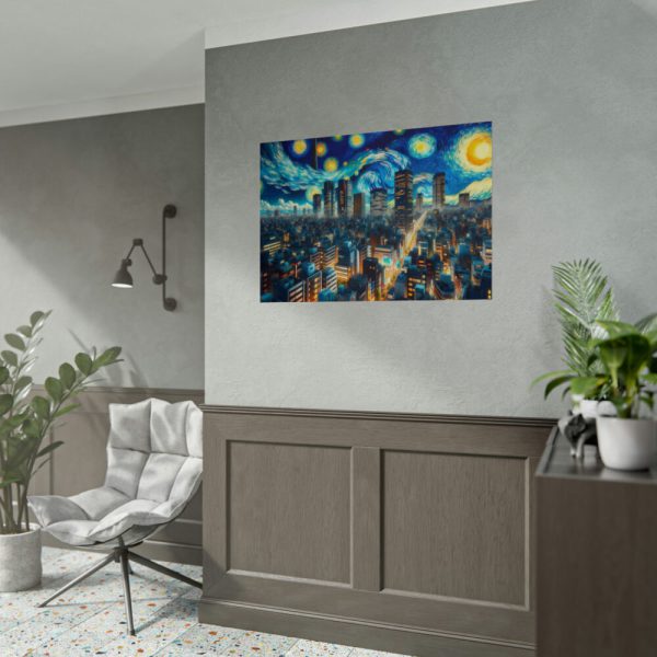Tokyo With a Swirling Star-Filled Sky Poster