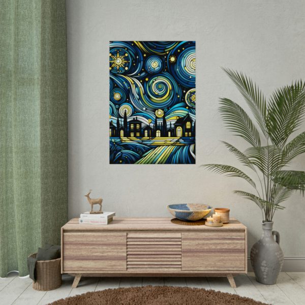 92410-3.jpg Whimsical and Vibrant Nighttime Landscape Poster