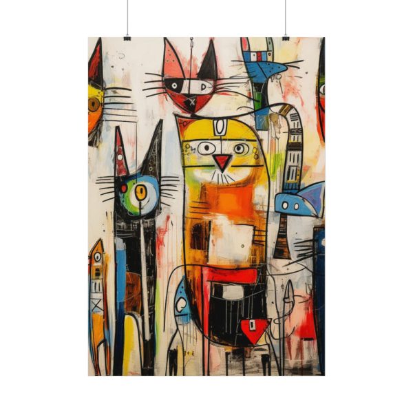Colorful Abstract Cat Art Poster