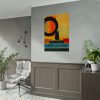 Black Cat Sitting on Squares Poster