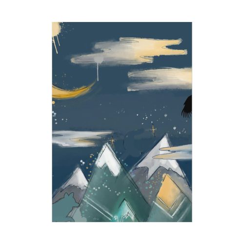 92410-410.jpg Mountains With a Silhouette Wolf Boho Style Poster