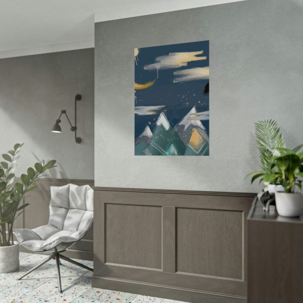 92410-414.jpg Mountains With a Silhouette Wolf Boho Style Poster