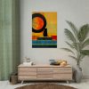 Black Cat Sitting on Squares Poster